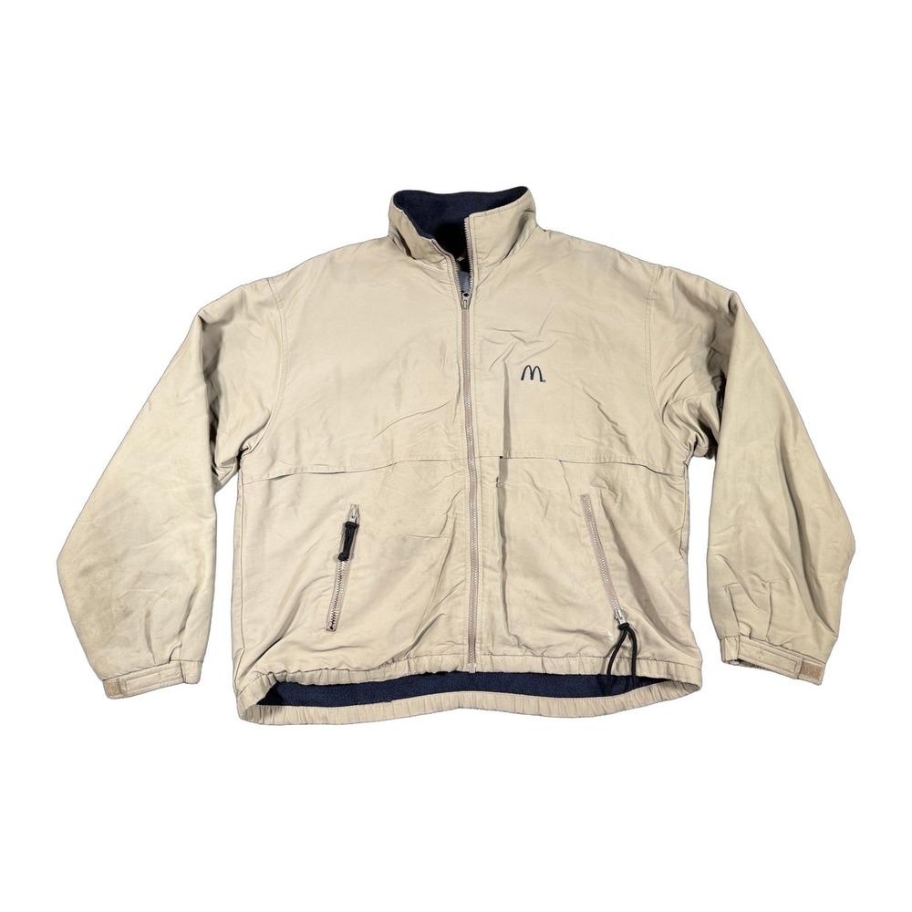 Port Authority McDonalds Mens Large Khaki Tan Fleece Lined Full Zip Jacket